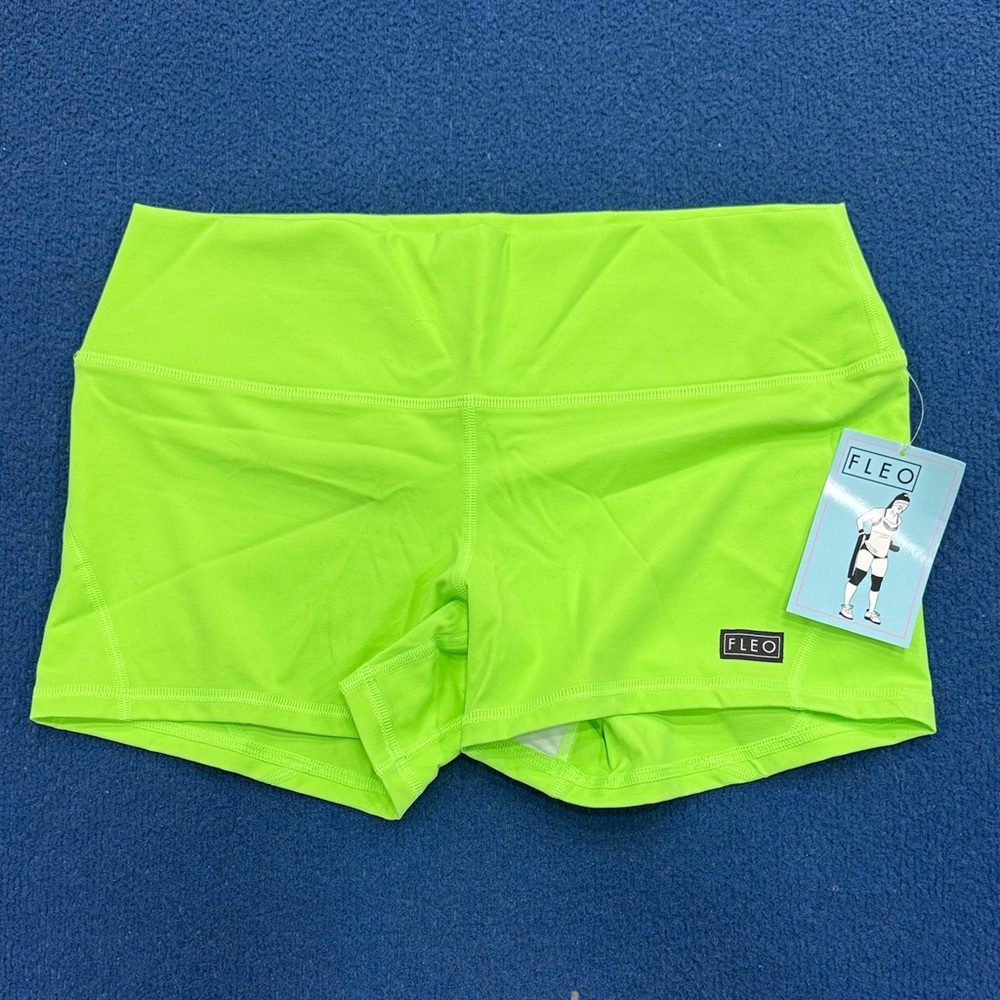 Fleo Women's Lime Athletic Shorts Tumbling/Gymnastics/Crossfit/Swim/Cheer